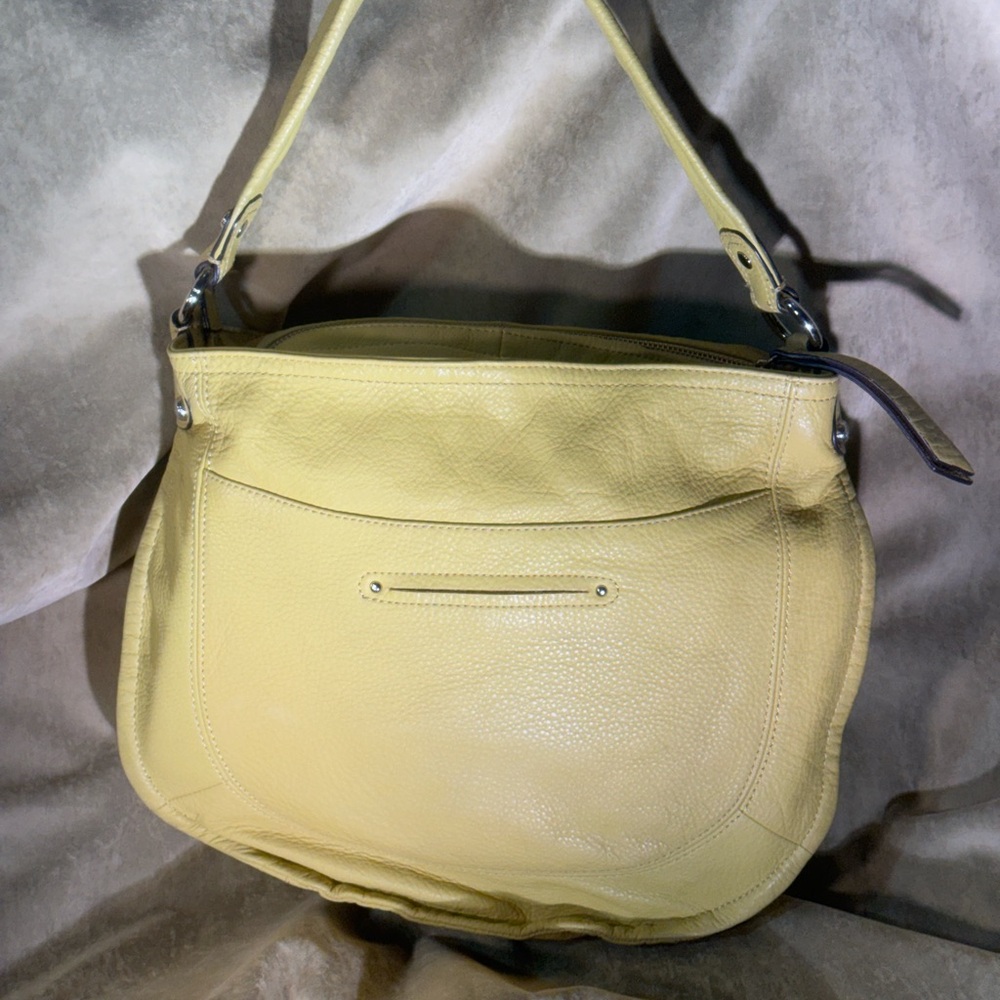 B. Makowsky Yellow Leather Hobo Shoulder Bag - Picture 2 of 13